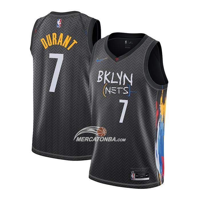 Maglia Brooklyn Nets Kevin Durant Citta 2020-21 Nero